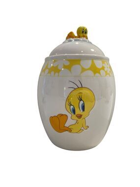Tindex Tweete Bird cookie jar Warner bros entertainment white yellow pretty WB